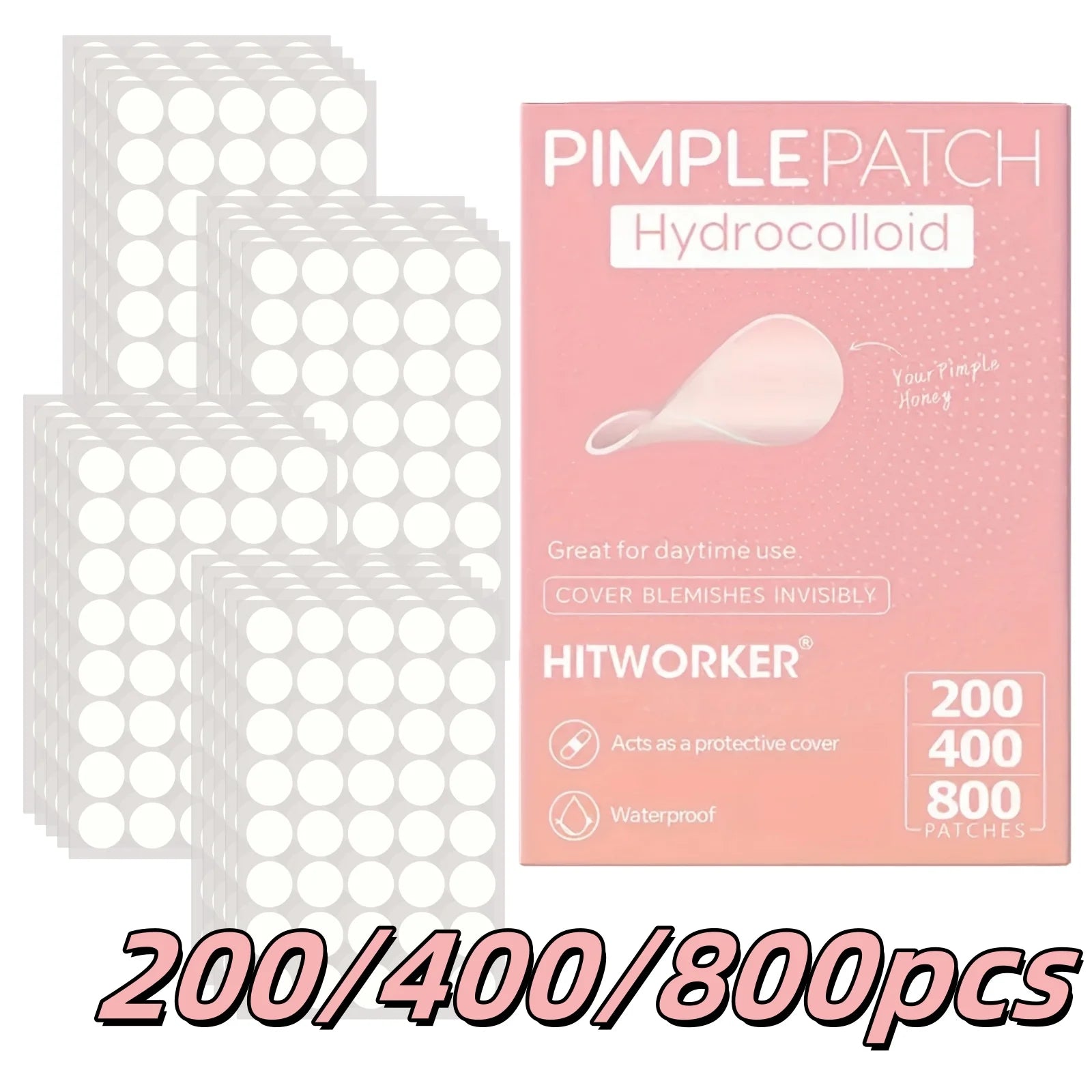 Patchs Anti-Acné Hydrocolloïdes 200/400/800 Pièces - Invisibles, Acide Salicylique & Arbre à Thé