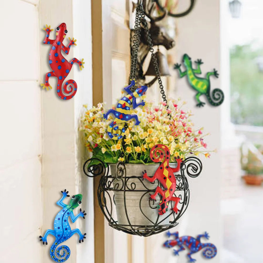 Sculpture Gecko en Métal - Décoration Murale Jardin & Salon