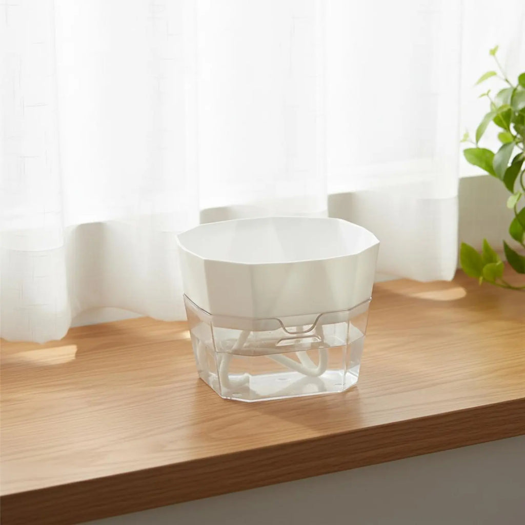 Vase Hydroponique à 2 Niveaux - Pot à Arrosage Automatique pour Bulbes et Plantes