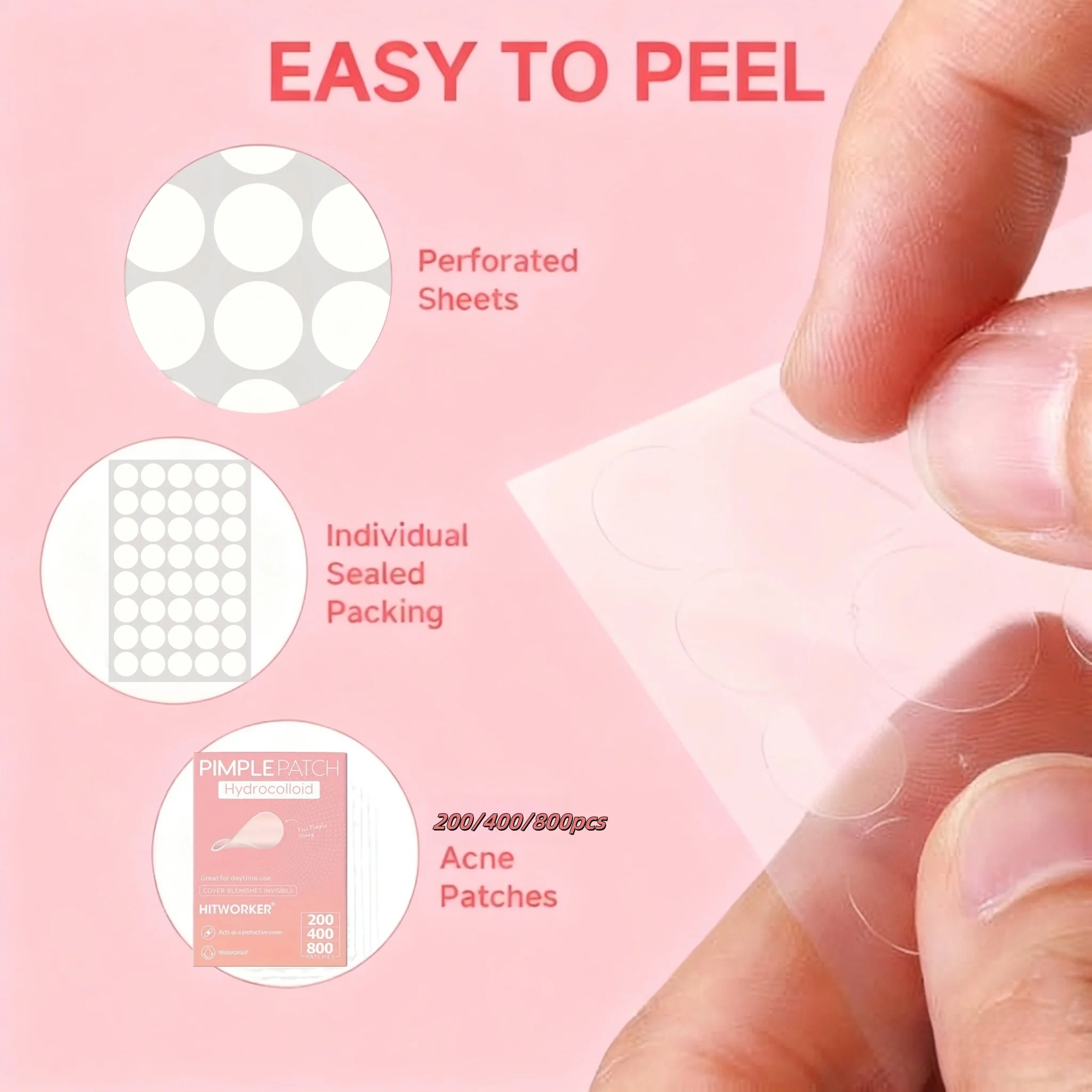Patchs Anti-Acné Hydrocolloïdes 200/400/800 Pièces - Invisibles, Acide Salicylique & Arbre à Thé