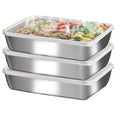 Lot de 3 Boîtes Alimentaires en Inox & Lunch Box - Couvercles Transparents Hermétiques, Empilables - Cuisine & Camping