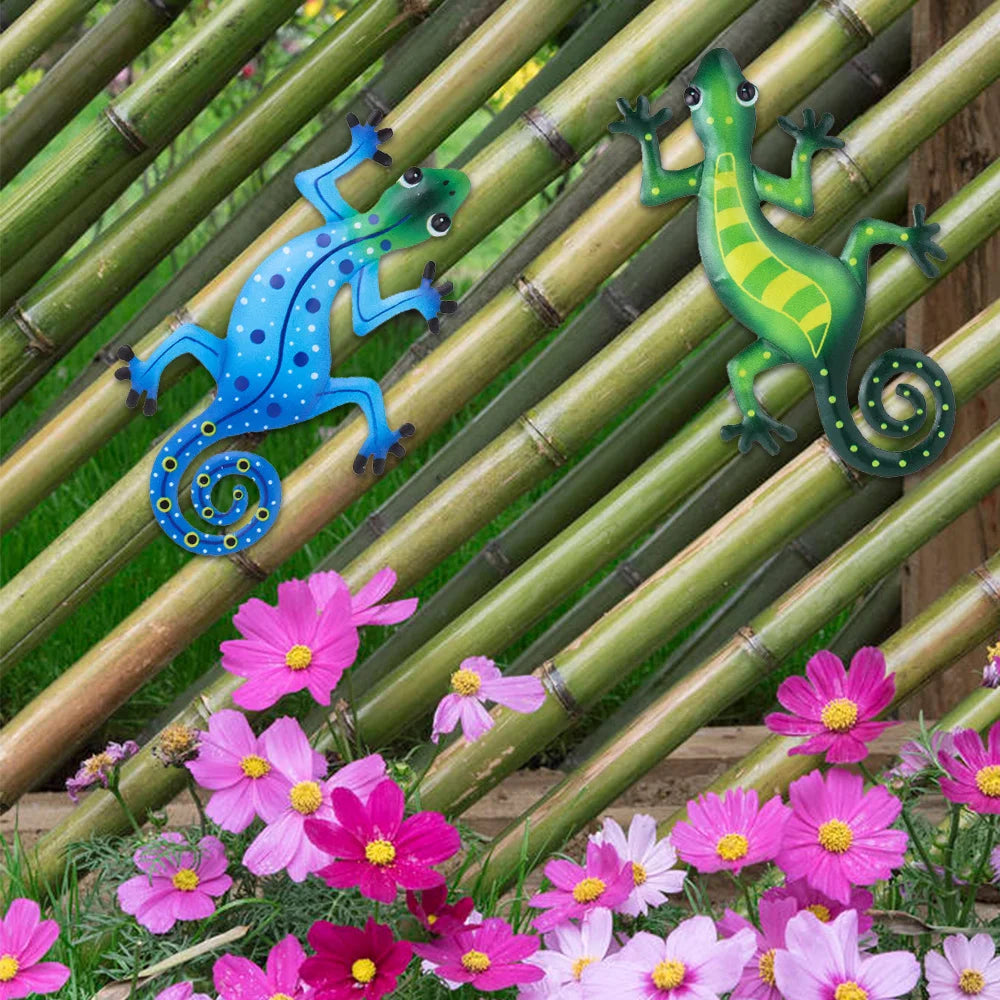 Sculpture Gecko en Métal - Décoration Murale Jardin & Salon
