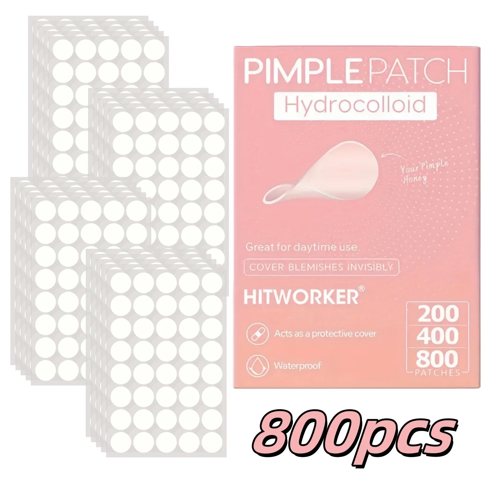 Patchs Anti-Acné Hydrocolloïdes 200/400/800 Pièces - Invisibles, Acide Salicylique & Arbre à Thé